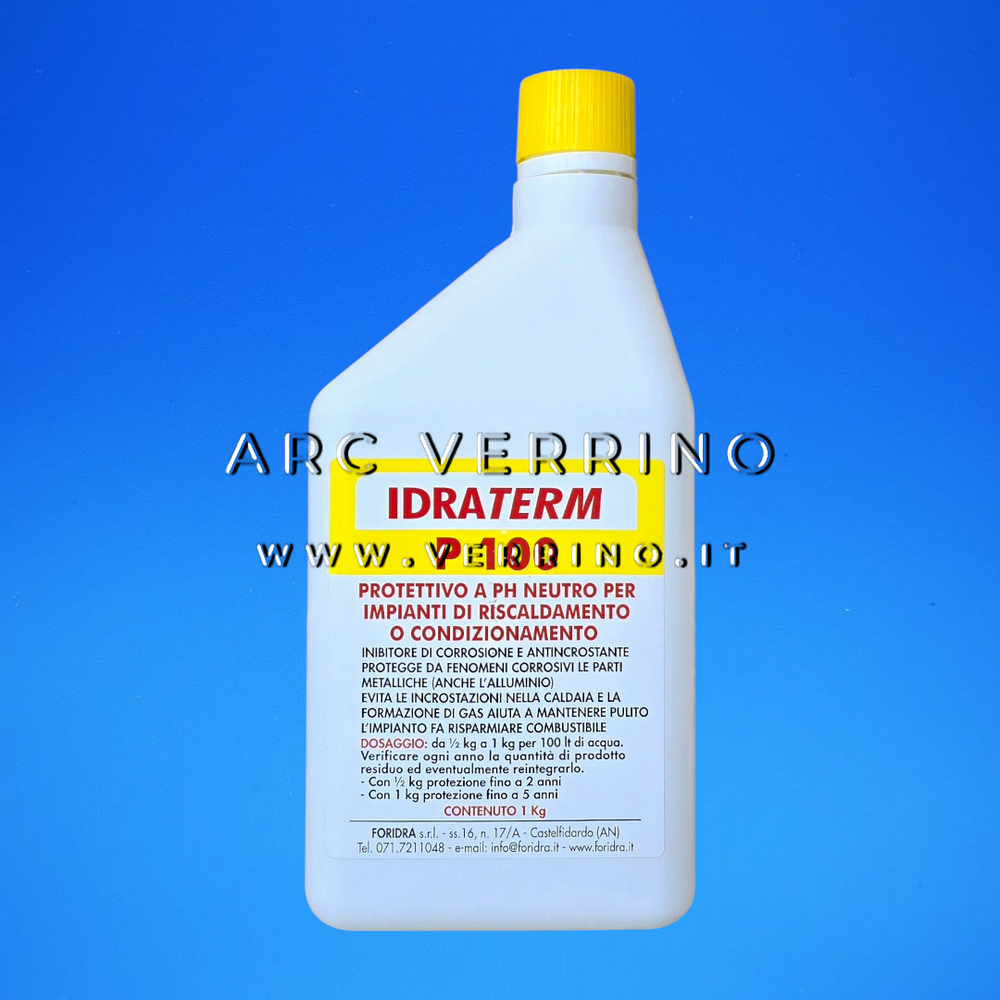 Antincrostante liquido Foridra IDRATERM P100 protettivo a PH neutro con inibitore di corrosione per impianti di riscaldamento e condizionamento | Bottiglia 1 Kg