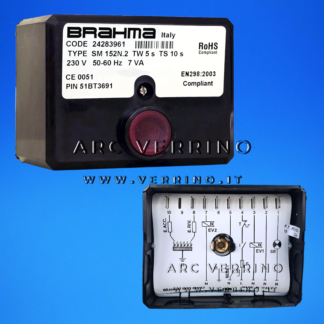 Apparecchiatura di sicurezza Brahma SM 152N.2 - 24283961 | TV= 5s TS= 10s - ARC VERRINO