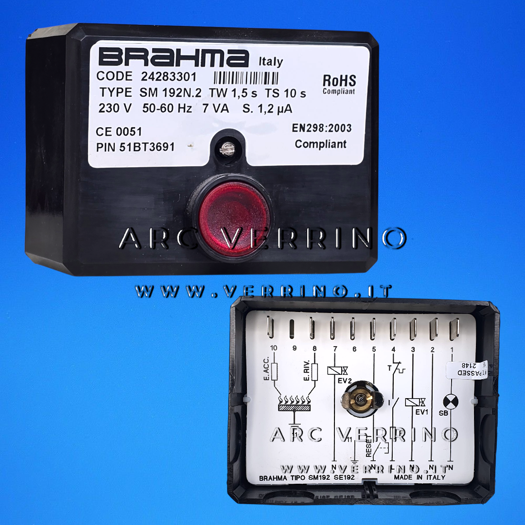 Apparecchiatura di sicurezza Brahma SM 192N.2 - 24283301 | TV= 1,5s TS= 10s - ARC VERRINO