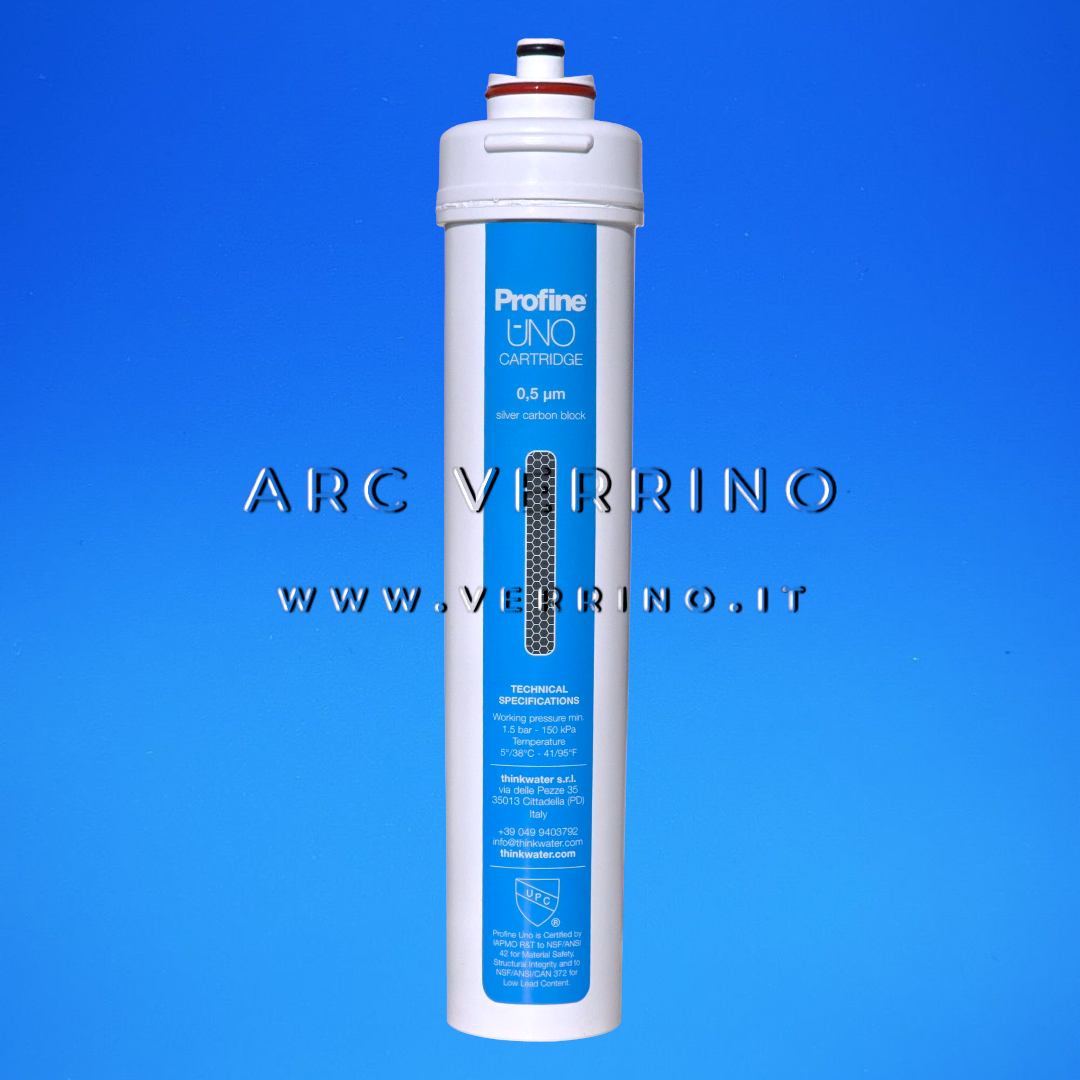 Cartuccia filtrante di ricambio Profine UNO per acqua potabile| Sistema antibatterico di microfiltrazione - 0,5 Micron - ARC VERRINO