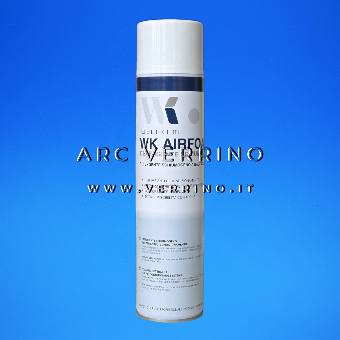 Detergente igienizzante schiumogeno Wellkem WK AIRFOAM a base acquosa | Spray per impianti di condizionamento - Bomboletta 600 ml