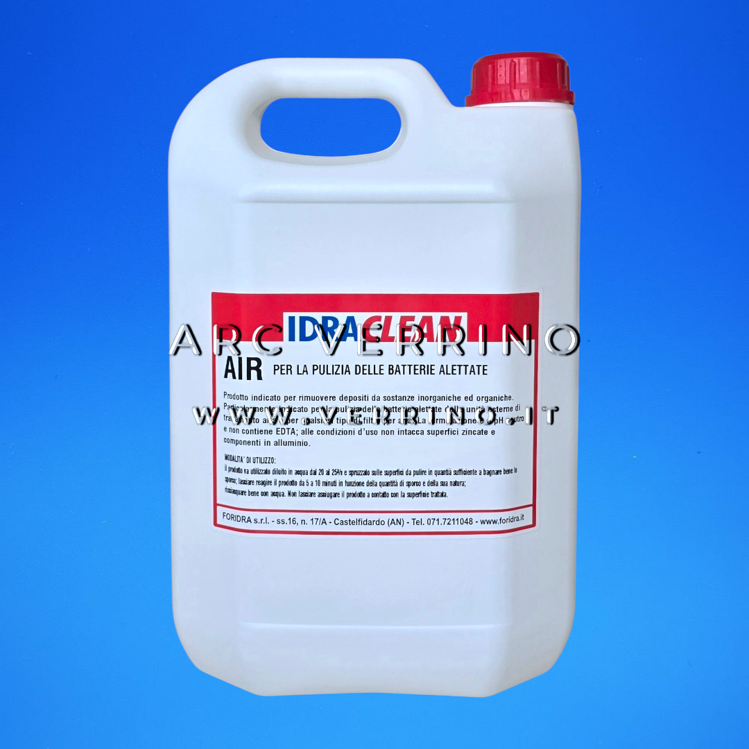 Detergente liquido Foridra IDRACLEAN AIR a pH neutro per batterie alettate e filtri aria | Tanica 5 Kg