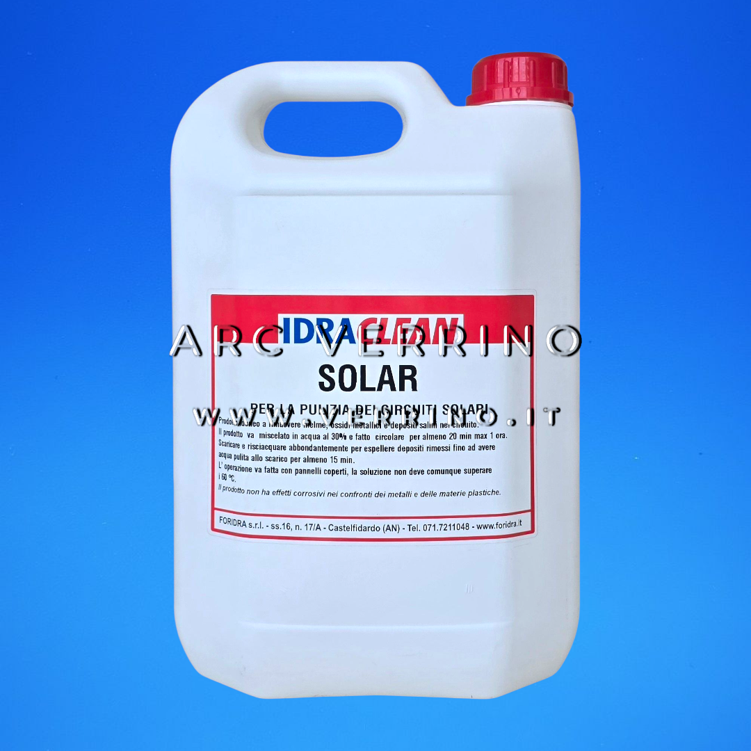 Detergente liquido professionale Foridra IDRACLEAN SOLAR per impianti solari termici | Tanica 5 Kg
