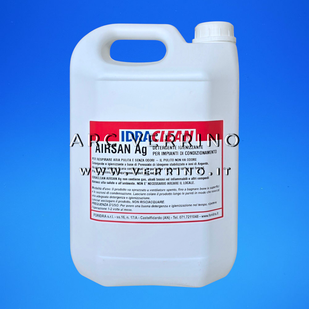 Detergente liquido sanificante Foridra IDRACLEAN AIRSAN AG per impianti di condizionamento - split e fancoil | Tanica 5 Kg