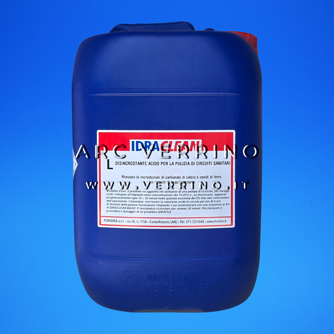 Disincrostante liquido Foridra IDRACLEAN L per scambiatori e circuiti acqua sanitaria | Tanica 10 Kg