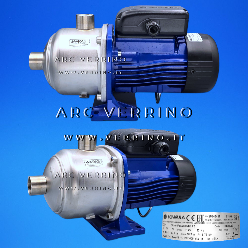 Elettropompa centrifuga Xylem Lowara 3HM04P05M5HVBE E2 - 104600G50 | multistadio orizzontale
