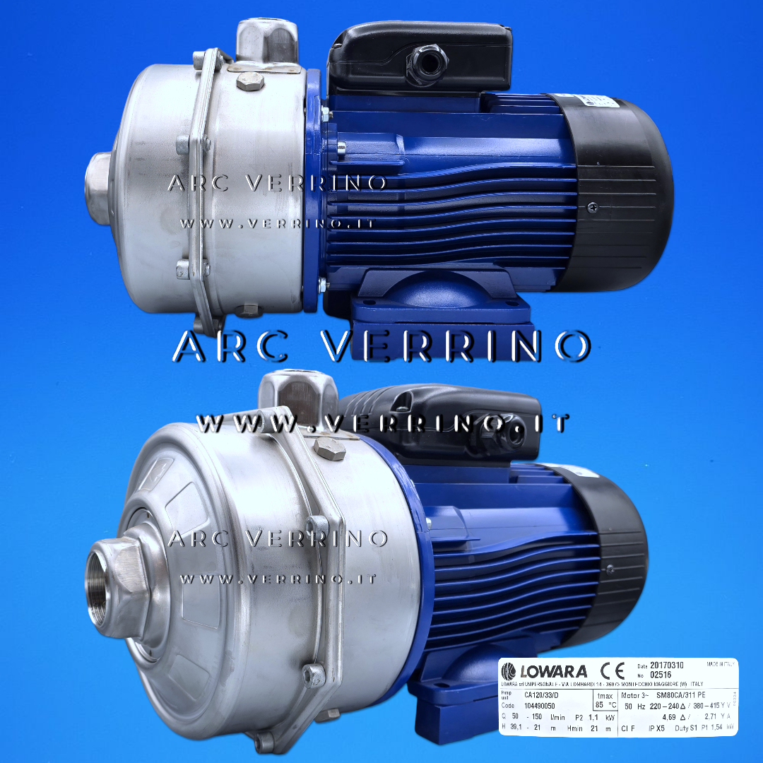 Elettropompa centrifuga Xylem Lowara CA 120/33/D TRIFASE - 104490050 | multistadio orizzontale ad alta efficienza