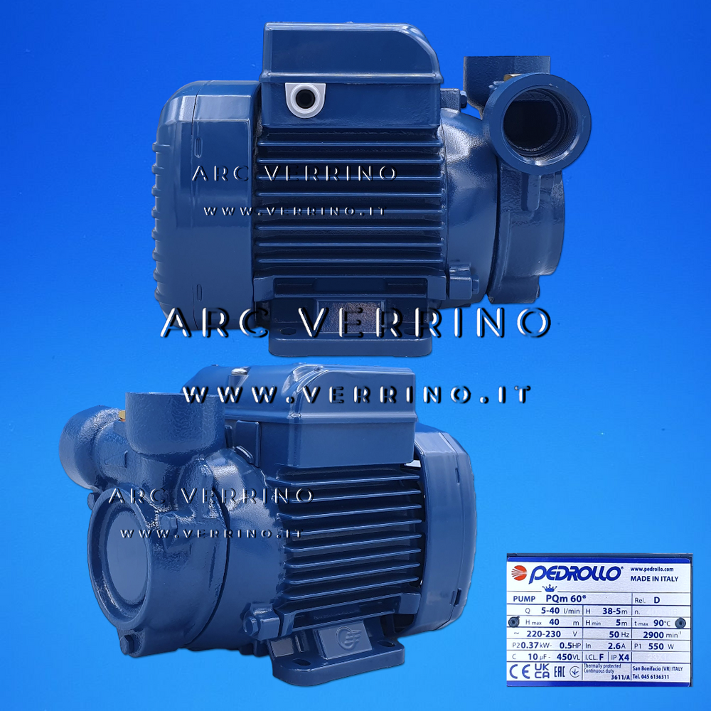 Elettropompa periferica Pedrollo PQm 60 - 41PNQ60A1EU | monofase con girante