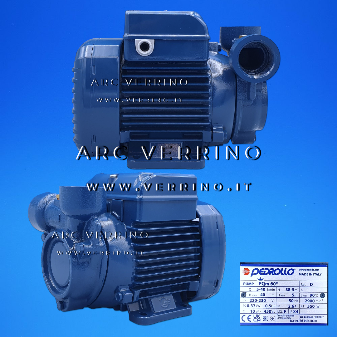 Elettropompa periferica Pedrollo PQm 60 - 41PNQ60A1EU | monofase con girante