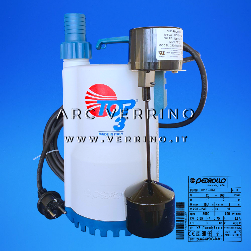 Elettropompa sommergibile Pedrollo TOP 3-GM - 48TOP13A1SJR | con galleggiante verticale