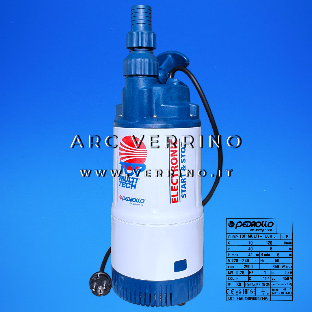 Elettropompa sommergibile Pedrollo TOP MULTI TECH 5 - 48TPMA370A1U | multigirante automatica