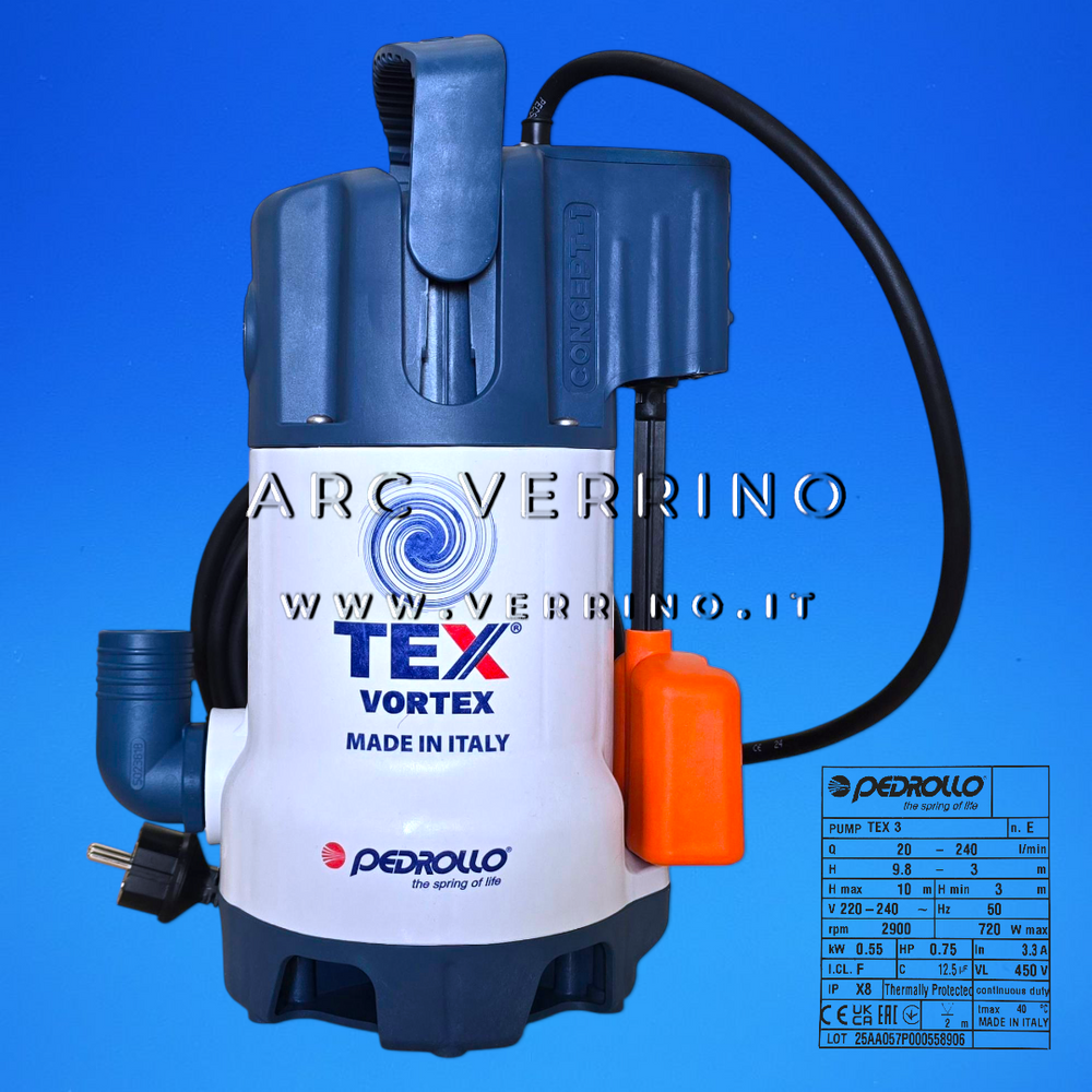 Elettropompa sommergibile Pedrollo VORTEX TEX 3 - 48TEX03A1 | da drenaggio