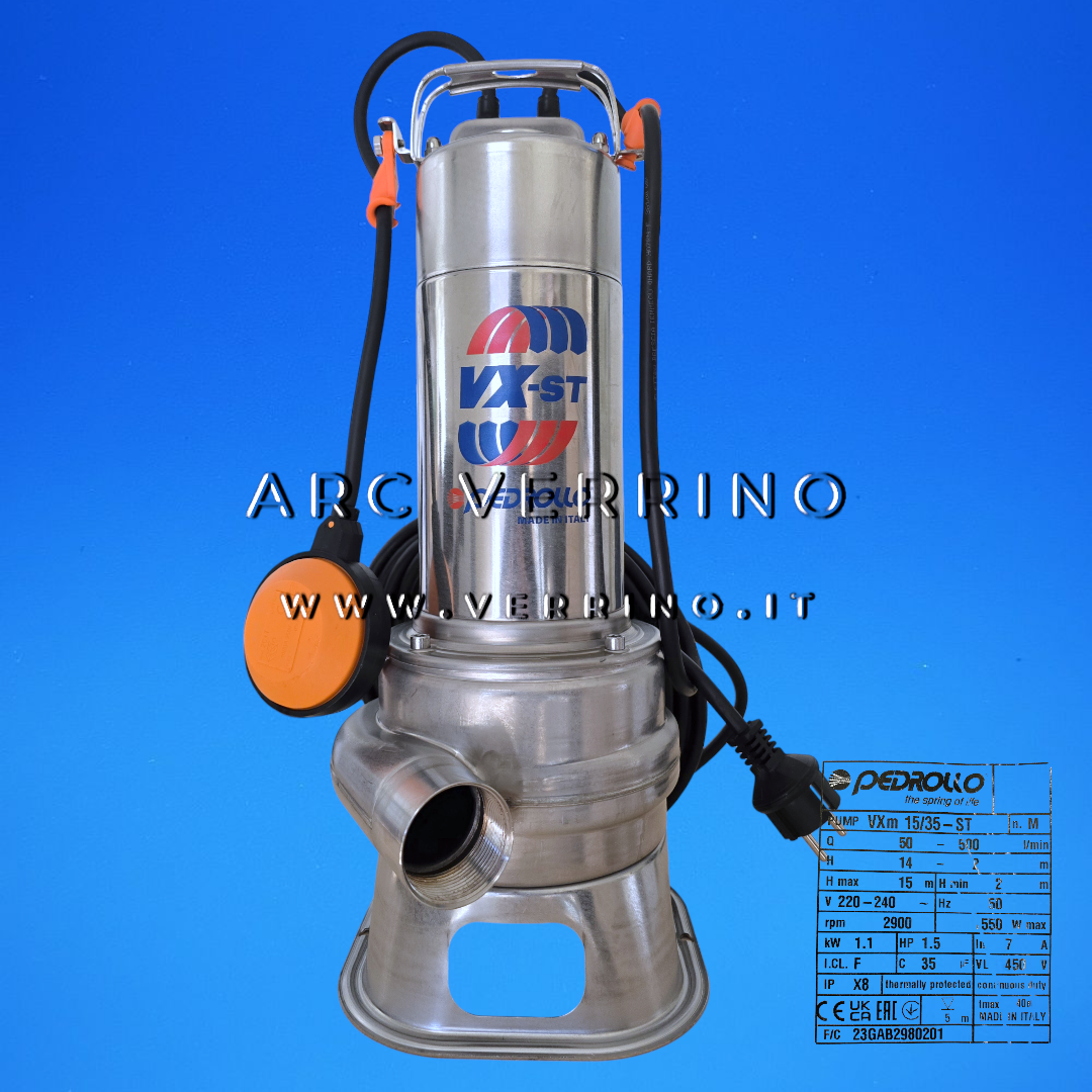 Elettropompa sommergibile Pedrollo VXm 15/35-ST VORTEX - 48SGV96C0A1U | con galleggiante a filo