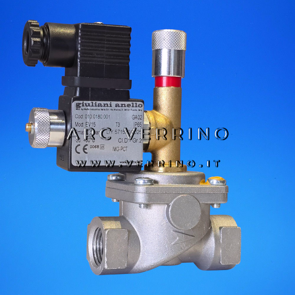 Elettrovalvola gas Giuliani Anello EV15 - 010.0180.001 | Normalmente chiusa a riarmo manuale - 1/2