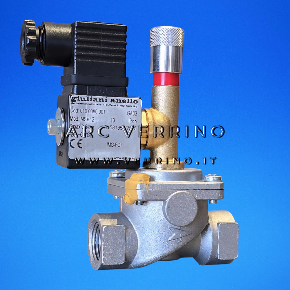 Elettrovalvola gas Giuliani Anello MSV12 - 010.0080.001 | Normalmente aperta a riarmo manuale - 1/2