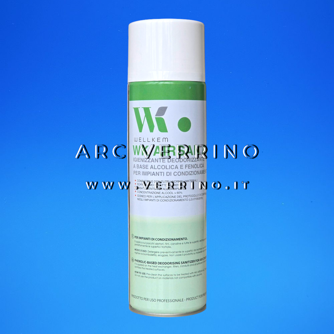 Igienizzante deodorizzante Wellkem WK AIR SAN AC a base fenolica e alcolica | Spray sanificante per impianti di condizionamento - Bomboletta 500 ml