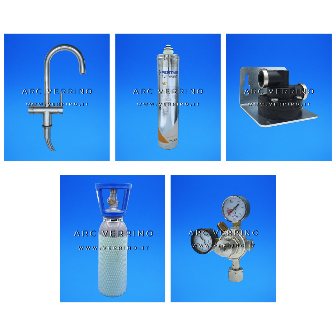  Kit Refrigeratore gasatore sotto lavello 36 Litri/h - 3 Vie  | SL01UKIT - con miscelatore lavello cucina modello J ed accessori - ARC VERRINO ROMA E GROTTAFERRATA