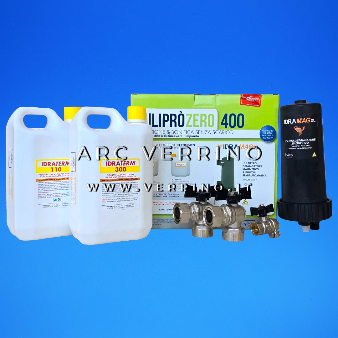 Kit di bonifica e protezione Foridra PULIPRO ZERO 400 per impianti termici a scarico zero | per impianti fino a 400 litri