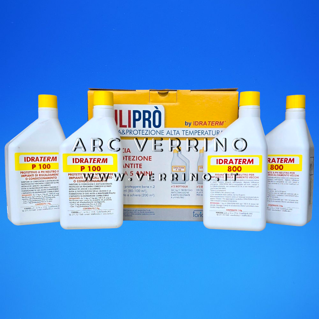 Kit di pulizia e protezione Foridra PULIPRO per impianti termici ad alta temperatura | per impianti fino a 200 litri