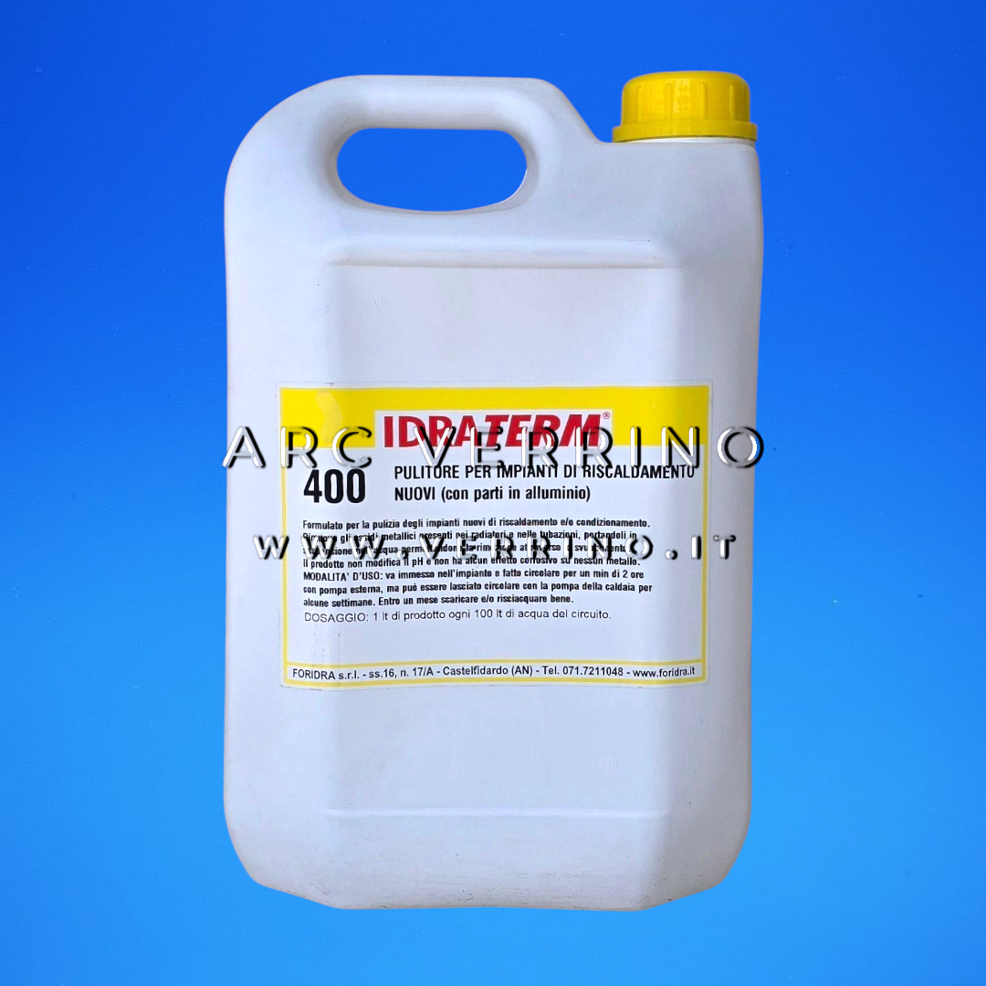 Liquido risanante Foridra IDRATERM 400 a pH neutro per impianti termici nuovi o poco sporchi | Tanica 5 Kg