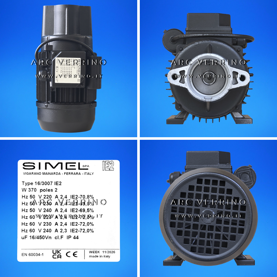 Motore Simel 16/3007 IE2 monofase - 50/60 Hz | RICAMBIO ORIGINALE Simel 1510317212037 - ARC VERRINO ROMA E GROTTAFERRATA