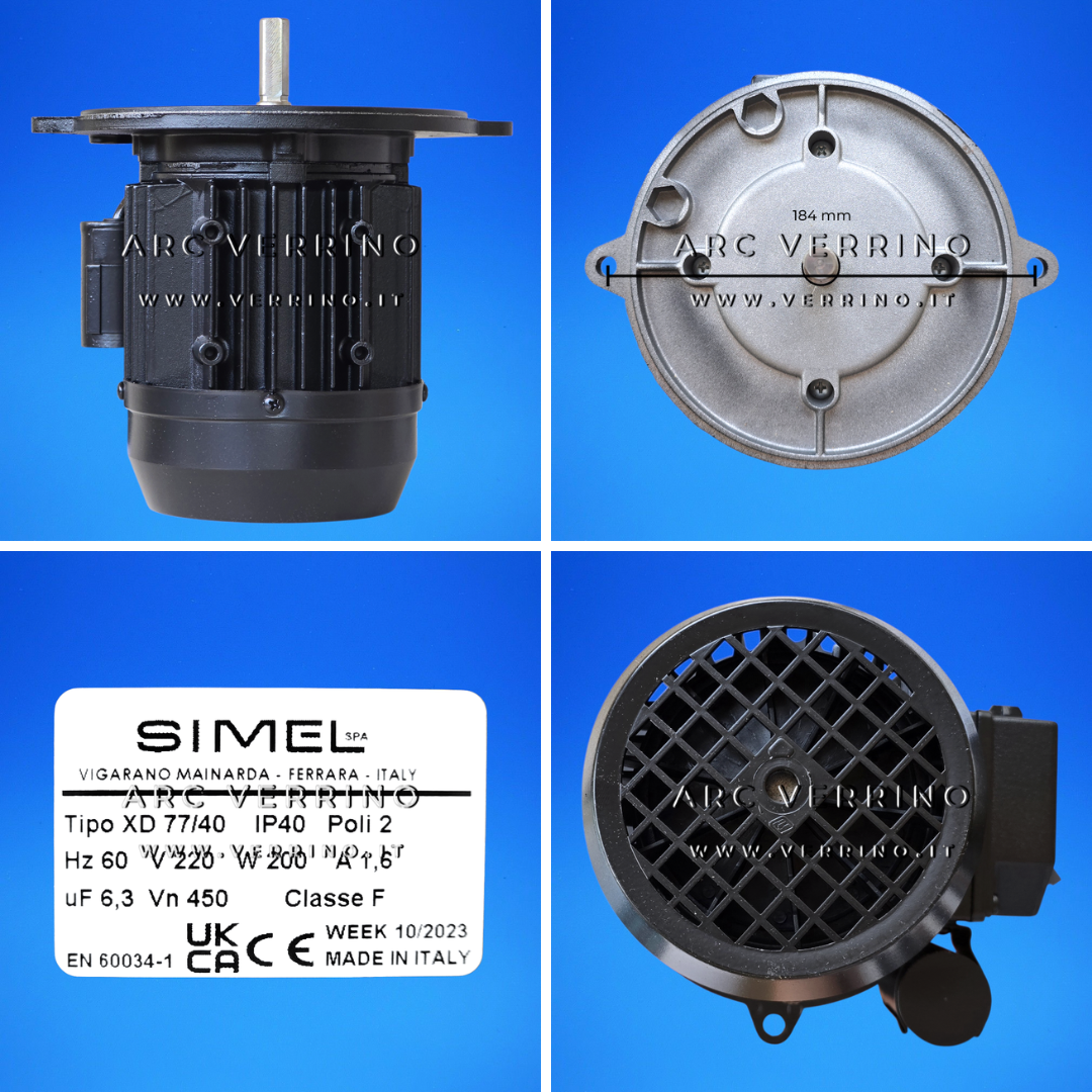 Motore Simel XD77/40 monofase - 60 Hz | Ricambio originale Simel 1110212461683 per bruciatori gas e gasolio - ARC VERRINO ROMA E ITALIA