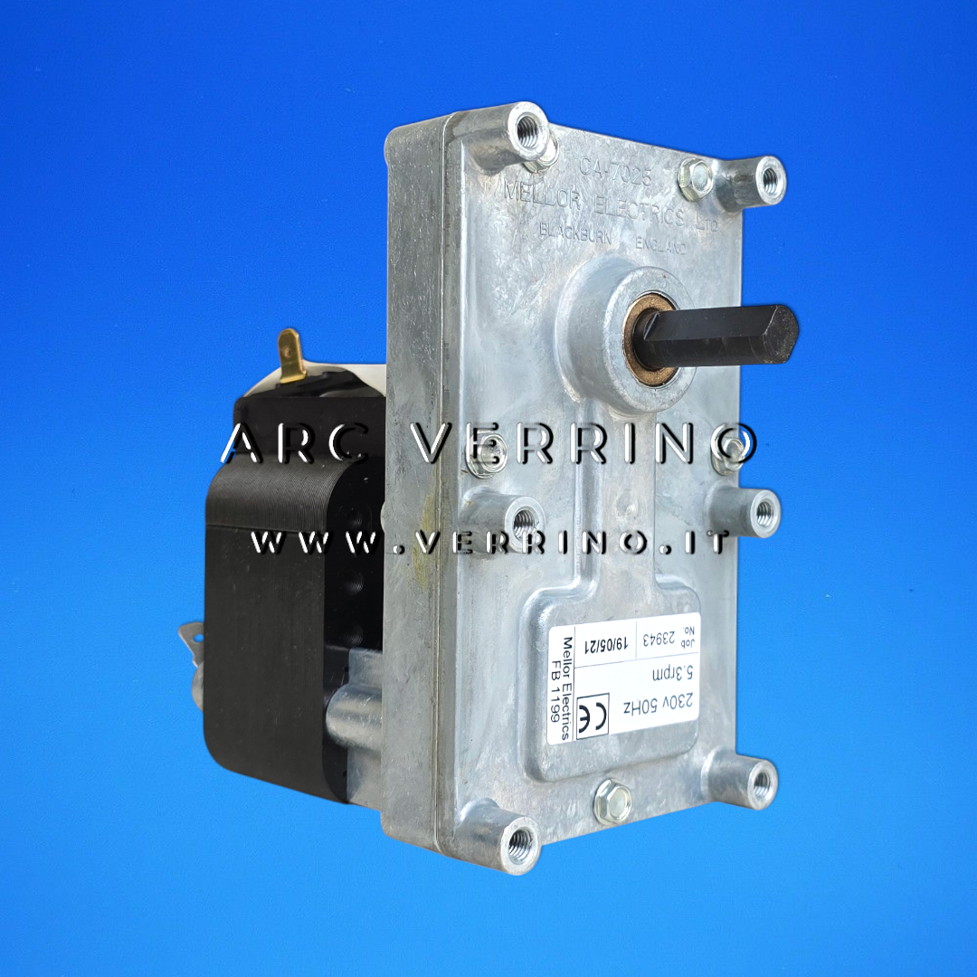 
                  
                    Motoriduttore Mellor FB 1199 - Cola 599001250 | 5,3 rpm - albero con doppio taglio 9,5 mm
                  
                