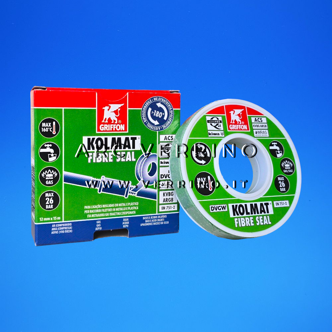 Nastro sigillante Griffon KOLMAT FIBRE SEAL universale - 12 mm x 15 mt | rinforzato con fibre