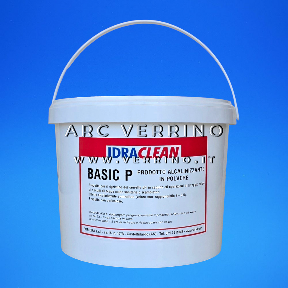 Neutralizzante in polvere Foridra IDRACLEAN BASIC P post disincrostazione acida per circuiti termici e impianti idraulici | Barattolo 5 Kg