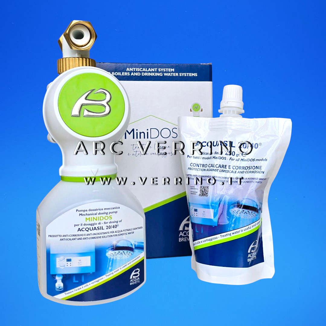 Pompa dosatrice Acqua Brevetti MINIDOS PM009S con ricarica da 250 gr. | per il dosaggio di ACQUASIL 20/40