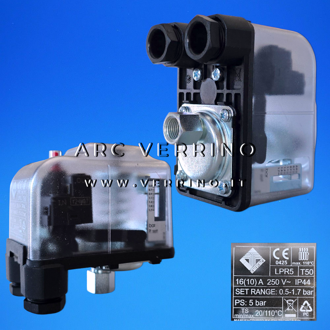 Pressostato di minima Italtecnica LPR5 - a riarmo manuale | 0,5 - 1,7 bar