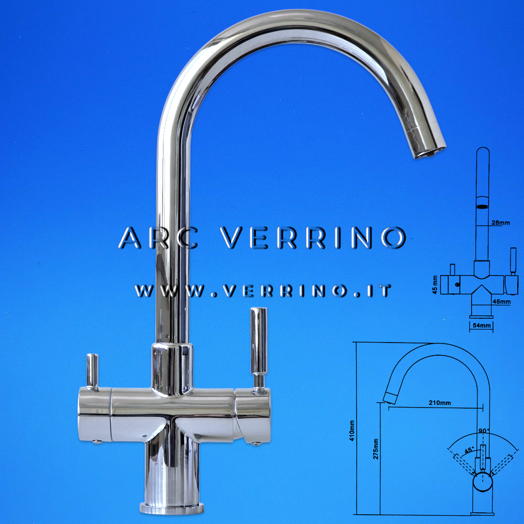 Rubinetto miscelatore 4 Vie - cromato R4VCR | Lavello Cucina - per sistemi di trattamento acqua potabile - ARC VERRINO