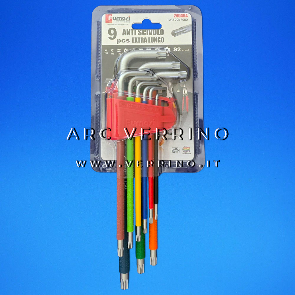 Set chiavi brugola Fumasi 240404 antiscivolo | TORX con foro - 9 pezzi