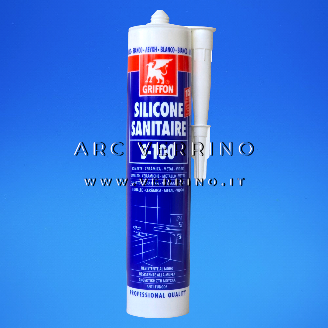 Silicone Griffon SANITAIRE S-100 TRASPARENTE - 300 ml | Sigillante a base acetica - per smalto, ceramiche, metallo e vetro - ARC VERRINO ROMA E GROTTAFERRATA