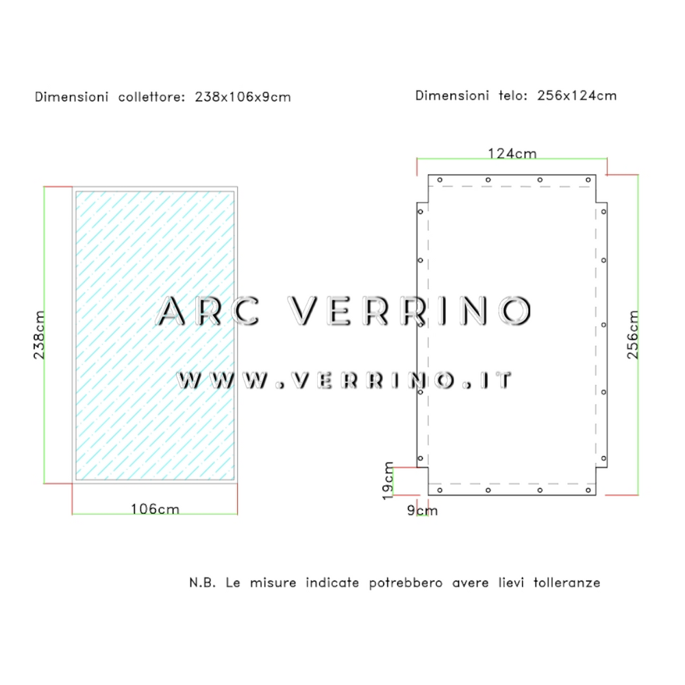 Telo di copertura in PVC - 124 x 256 cm - per collettori solari VIESSMANN (pannelli solari termici) | TEL 11_2