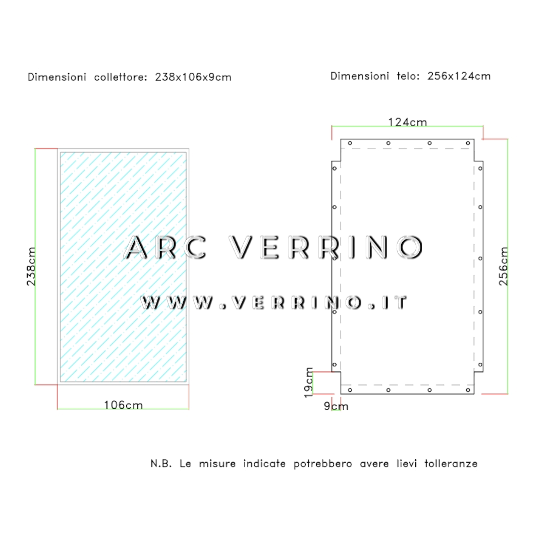 Telo di copertura in PVC - 124 x 256 cm - per collettori solari VIESSMANN (pannelli solari termici) | TEL 11_2