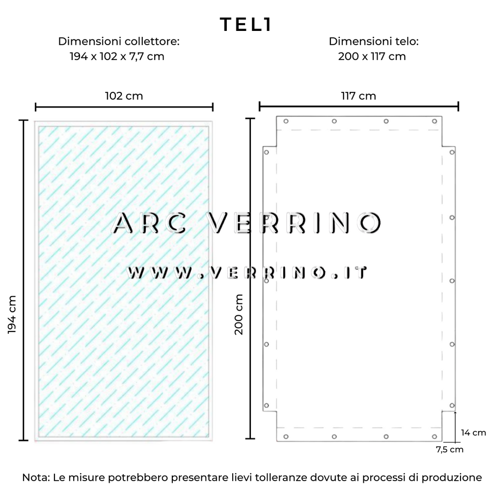 Telo di copertura in PVC - 200 × 117 cm - per collettori solari SOLAHART KF (pannelli solari termici) | TEL 1_2