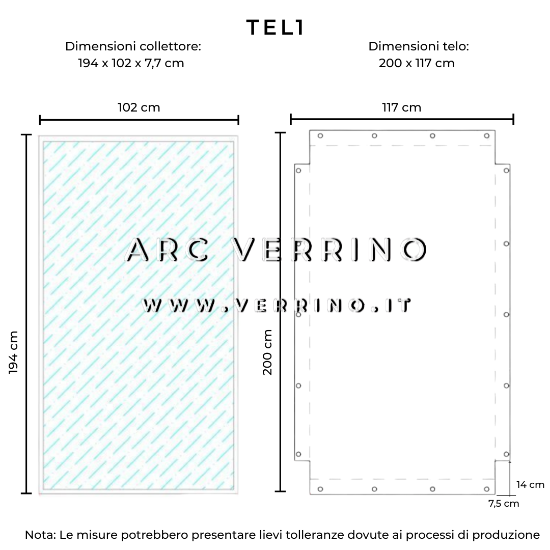Telo di copertura in PVC - 200 × 117 cm - per collettori solari SOLAHART KF (pannelli solari termici) | TEL 1_2