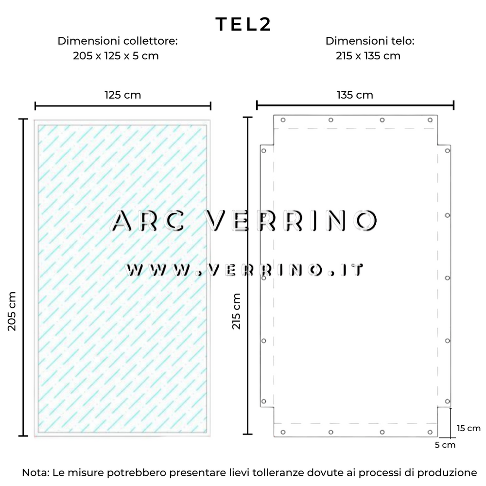 Telo di copertura in PVC - 215 x 135 cm - per collettori solari (pannelli solari termici) | TEL 2_2