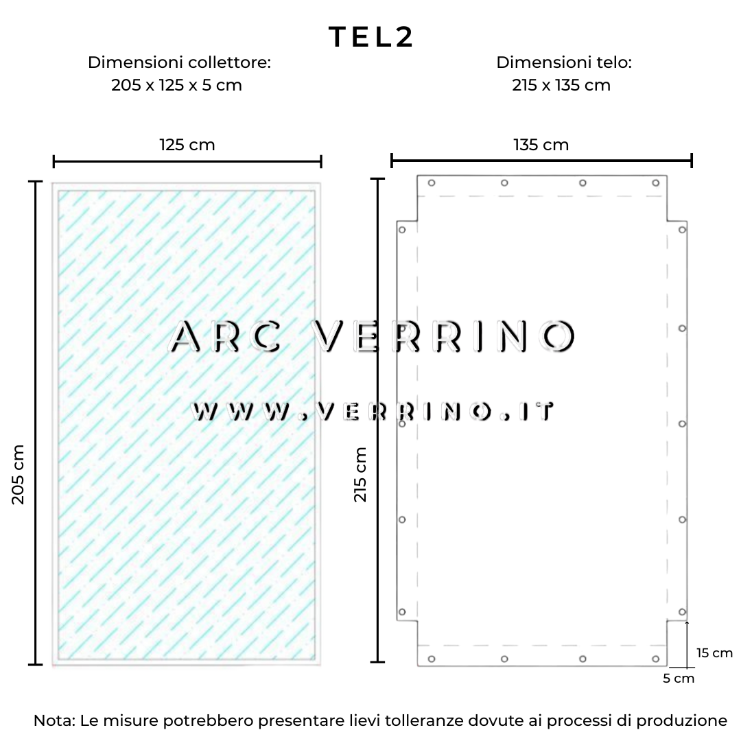 Telo di copertura in PVC - 215 x 135 cm - per collettori solari (pannelli solari termici) | TEL 2_2
