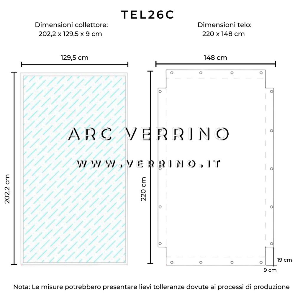 Telo di copertura in PVC - 220 x 148 cm - per collettori solari UNICAL (pannelli solari termici) | TEL 26 C_2