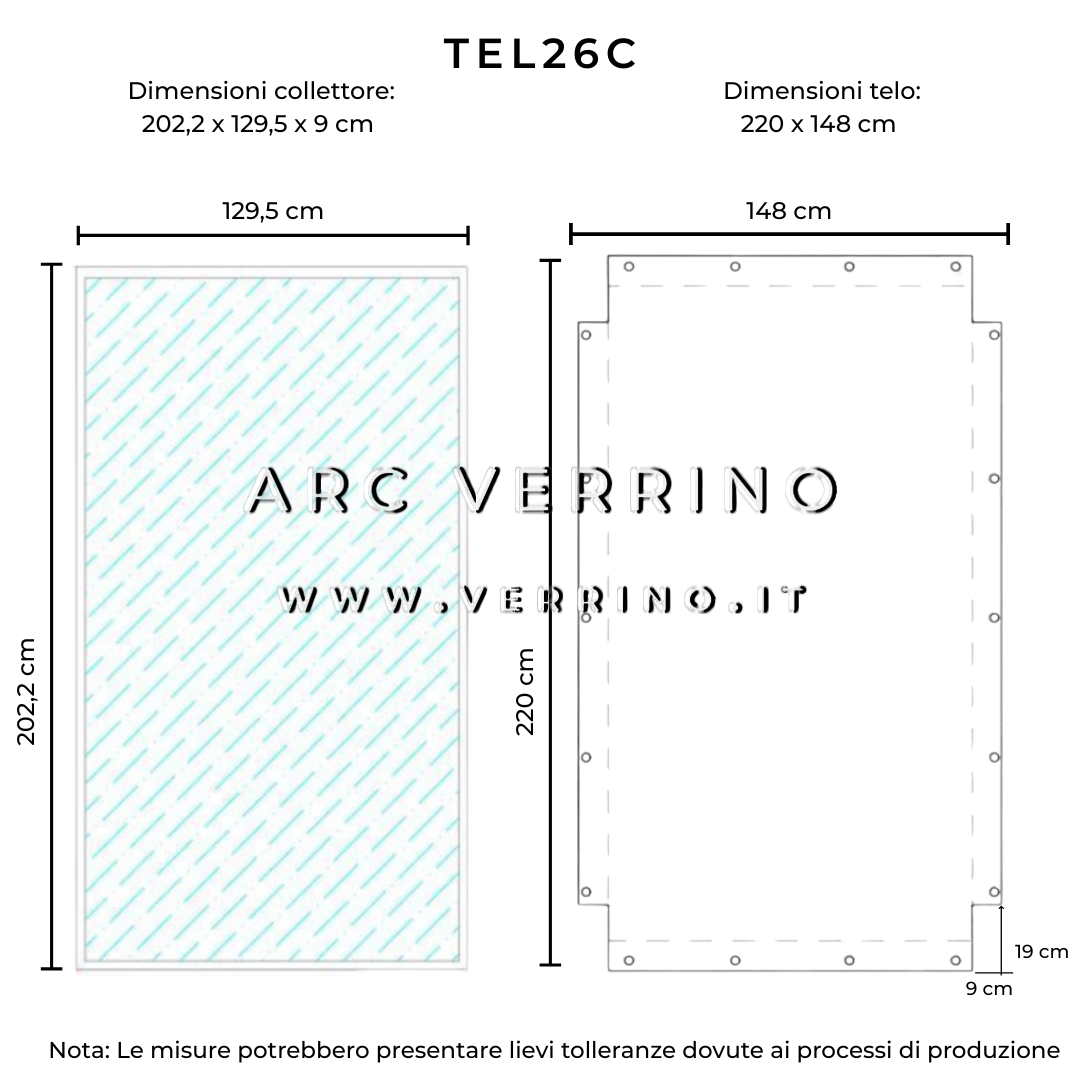 Telo di copertura in PVC - 220 x 148 cm - per collettori solari UNICAL (pannelli solari termici) | TEL 26 C_2