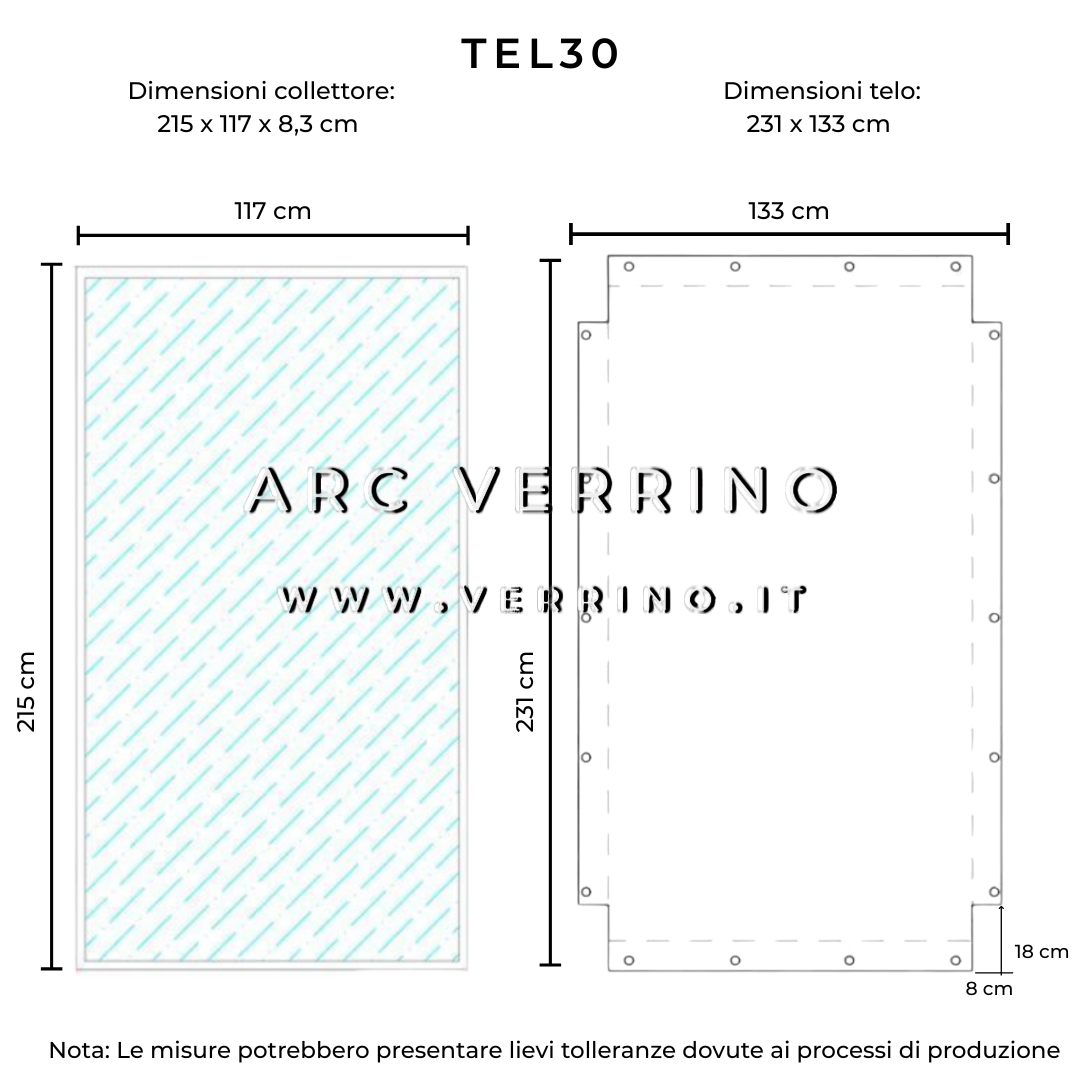 Telo di copertura in PVC - 231 x 133 cm - per collettori solari IMMERGAS (pannelli solari termici) | TEL 30_2