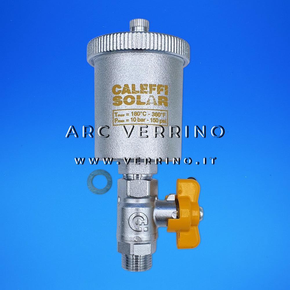 Valvola automatica di sfogo aria Caleffi Solar 250131 - 3/8''M | con rubinetto di intercettazione