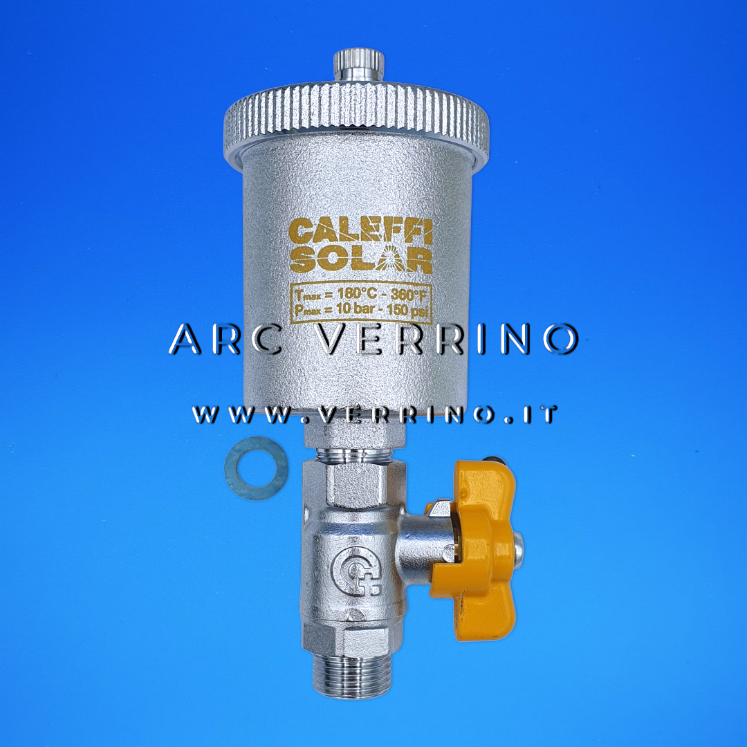 Valvola automatica di sfogo aria Caleffi Solar 250131 - 3/8''M | con rubinetto di intercettazione