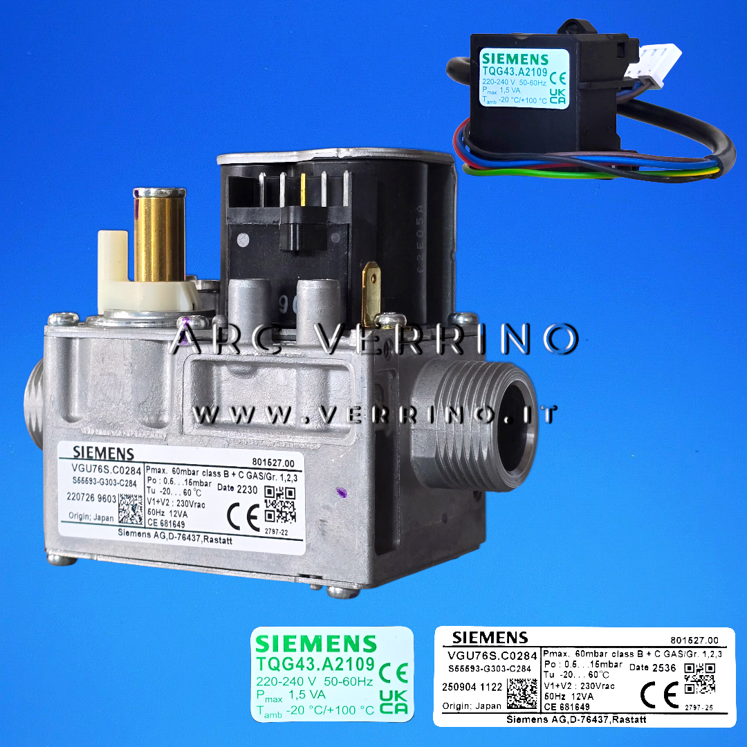 Valvola gas SIEMENS VGU76S C0284 con trasformatore SIEMENS TQG43.A2109 (vers. dal 2013) | AR Therm RB 074977 - ARC VERRINO ROMA E GROTTAFERRATA