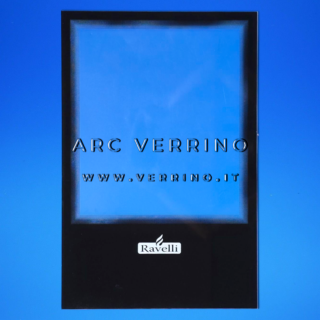 Vetro ceramico serigrafato Ravelli 5800-00-121 | 488 x 321 x 4 mm - per stufa a pellet - ARC VERRINO