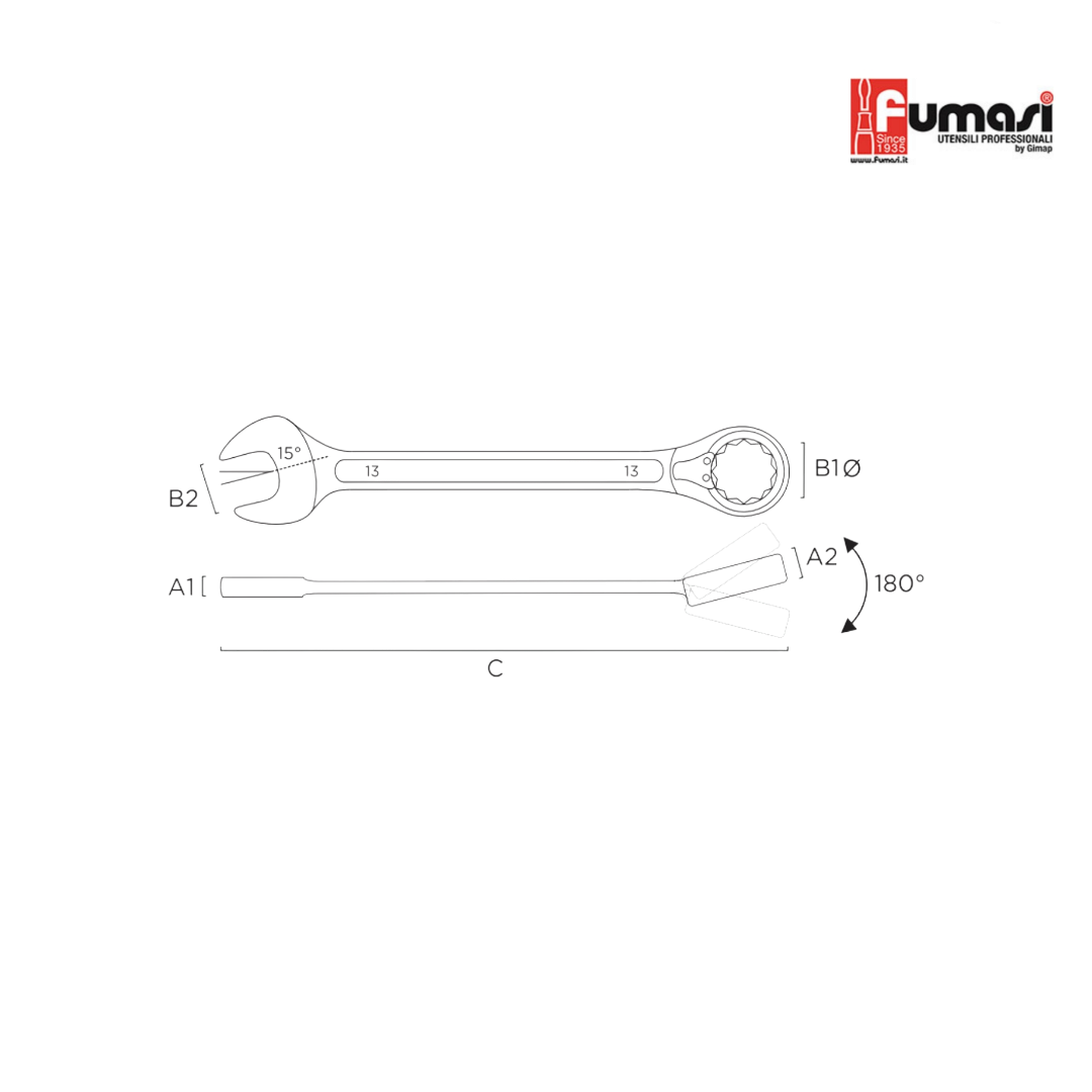 
                  
                    Chiave combinata a cricchetto snodata - 10x10 mm | Fumasi 335510
                  
                