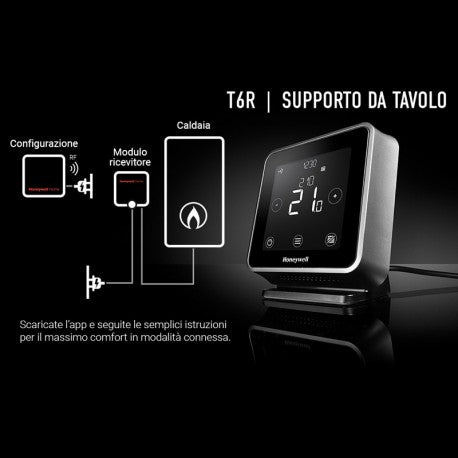 
                  
                    Cronotermostato intelligente programmabile LYRIC T6R con ricevitore - Termostato per il controllo della temperatura nei sistemi di riscaldamento - versione WiFi e Wireless | Honeywell Home T6R - Resideo Y6H910RW4013
                  
                