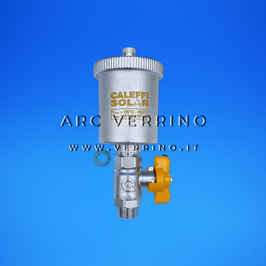 Valvola automatica di sfogo aria con rubinetto di intercettazione - 3/8 M | Caleffi Solar 250131
